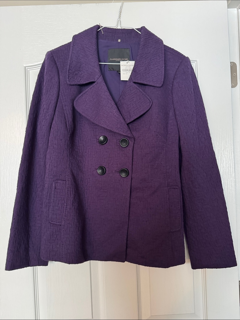 Classic Elements Women's Double-Breasted Plum Peacoat Size XL